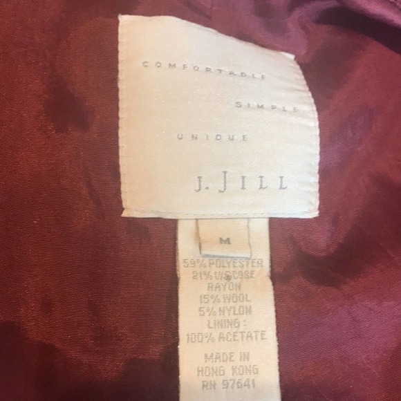 J Jill Red Floral Jacquard Embossed Trucker Jacket - Picture 4 of 4